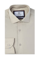 Beige Self Design Dress Shirt