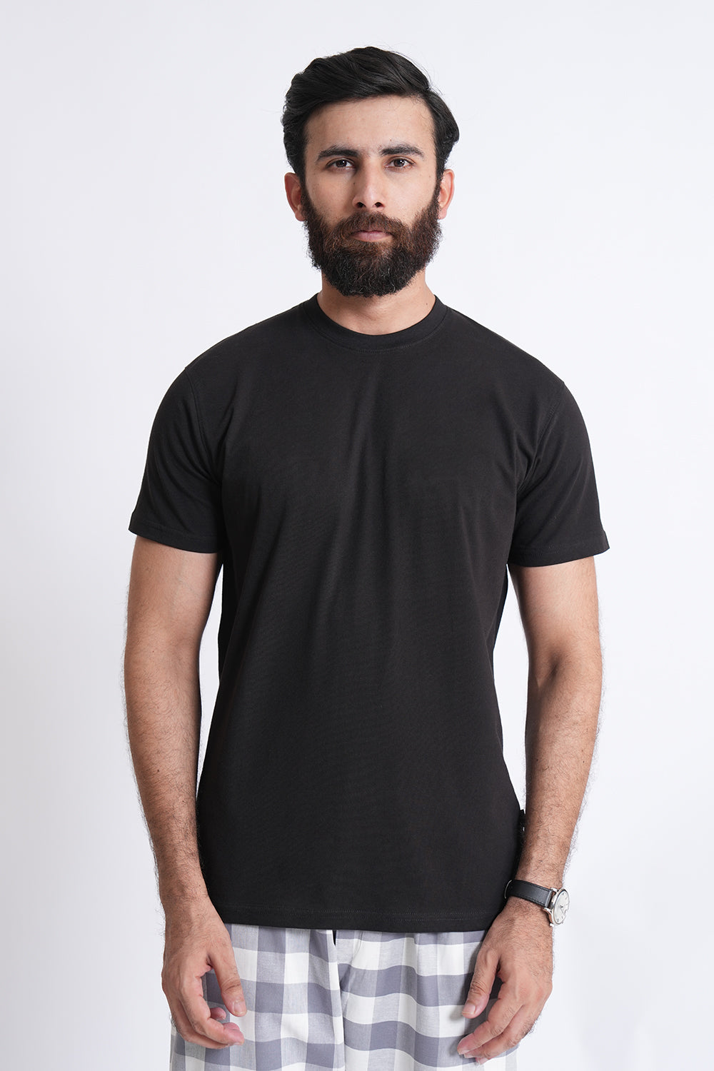 Black Round Neck Shirt RTNS240157-BK