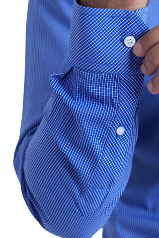Classic Fit Blue Check Dress Shirt CFC240131-BL