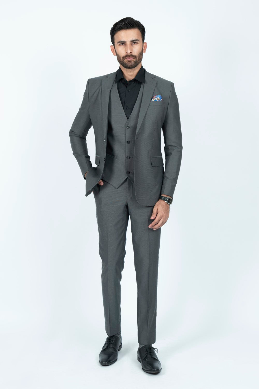 Slim Fit Grey Suit 3FS240758-GR