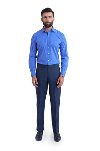 Classic Fit Blue Check Dress Shirt CFC240131-BL