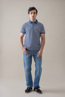 White & Blue Contrast Polo