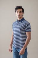 White & Blue Contrast Polo