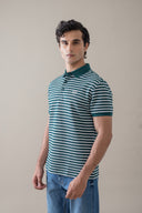 Green & White Contrast Polo