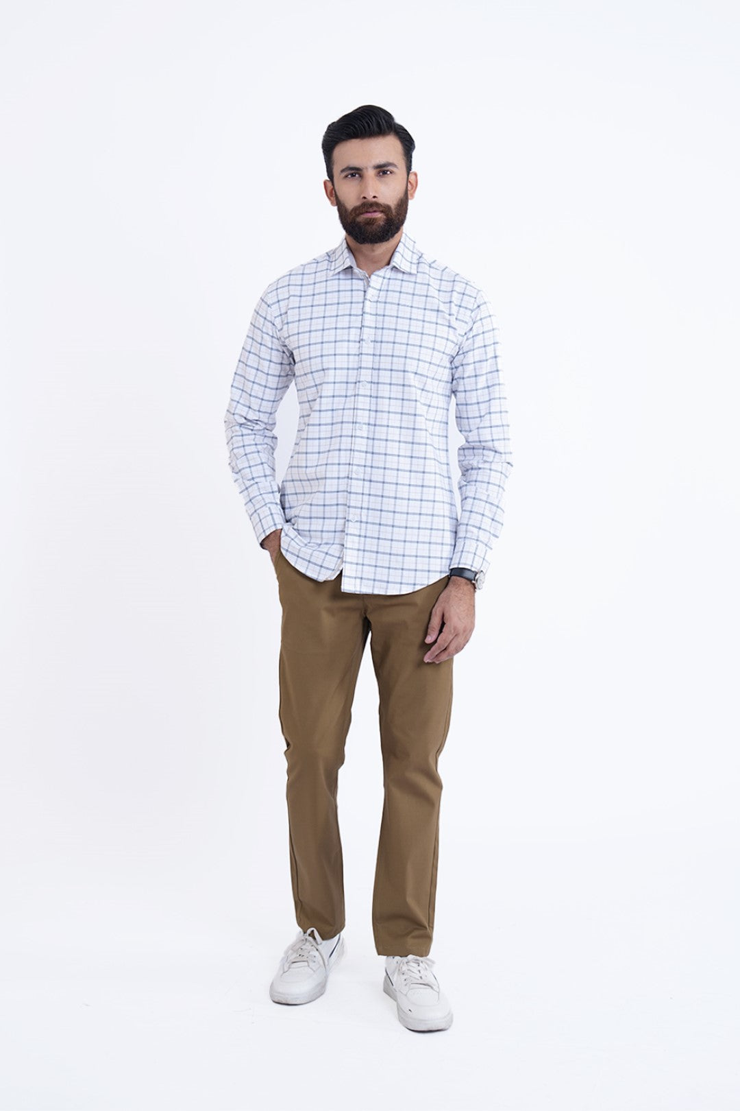 White Check Casual Shirt CC240262-WT