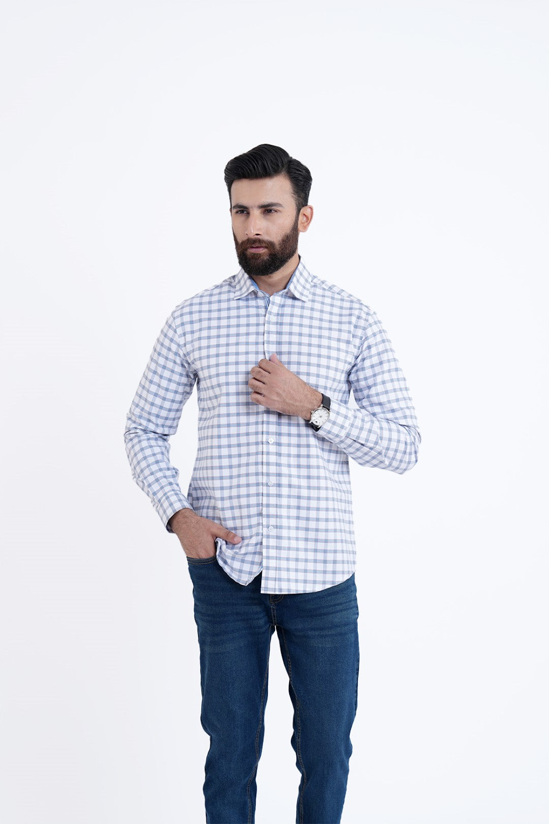 White Check Casual Shirt CC240263-WT