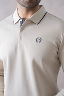 Textured Full-Sleeve Polo with Tipping Collar