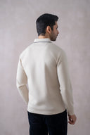 Textured Full-Sleeve Polo with Tipping Collar