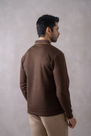 Textured Full-Sleeve Polo with Tipping Collar