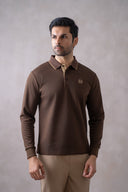 Textured Full-Sleeve Polo with Tipping Collar