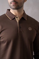 Textured Full-Sleeve Polo with Tipping Collar