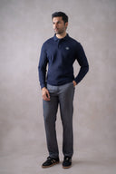 Textured full sleeve polo