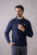 Textured full sleeve polo