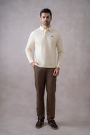 Textured full sleeve polo