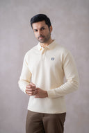Textured full sleeve polo