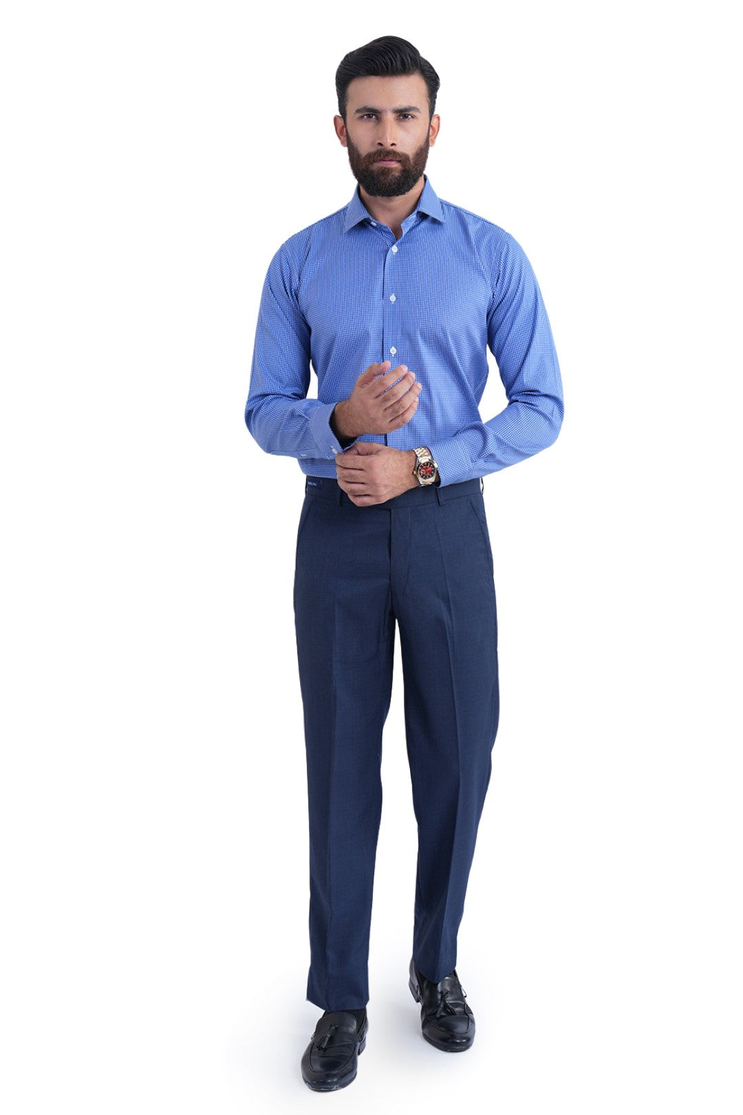 Blue Classic Fit Check Dress Shirt CFC240144-BL