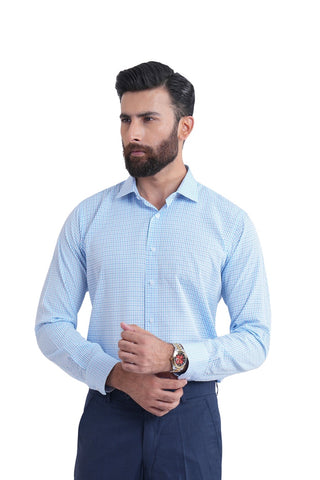 Classic Fit Sky Check Dress Shirt CFC240168-SKY