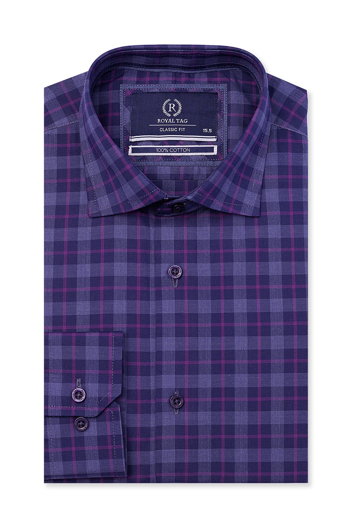 Purple Check Dress Shirt- CFC241117-PUR