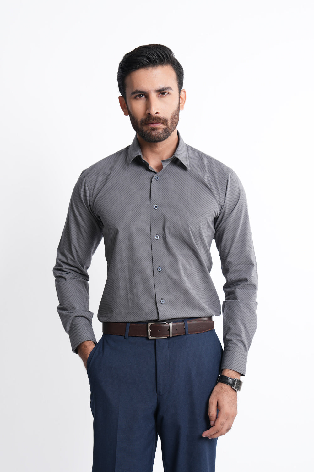 Classic Fit Grey Dress Shirt CFD240153-GR