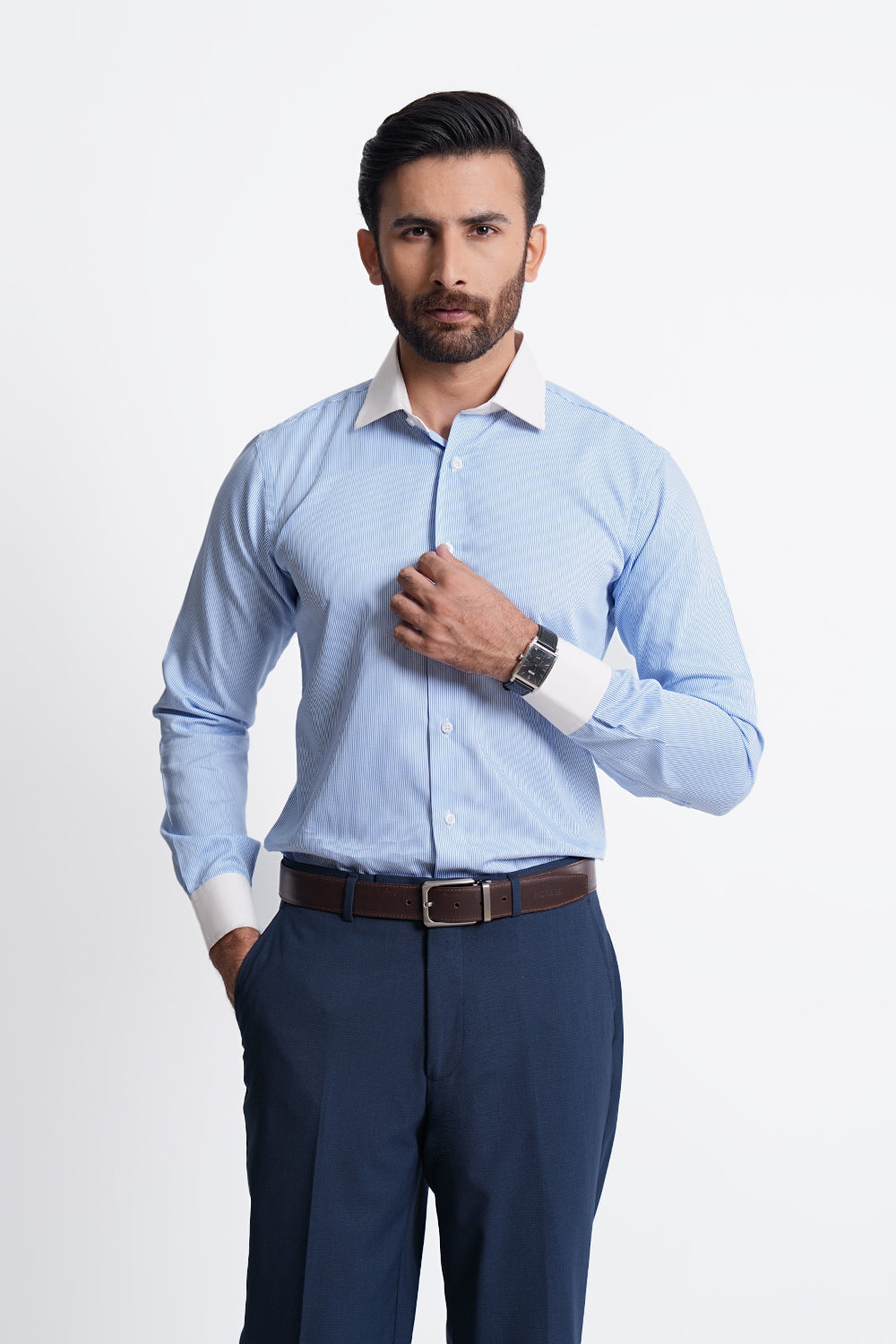 Classic Fit Sky Lining Dress Shirt CFL240323-SKY