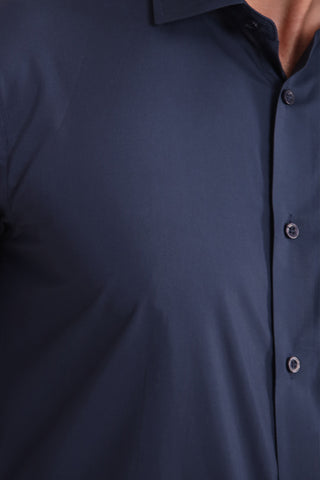 Navy Plain Dress Shirt SFP237056-NY