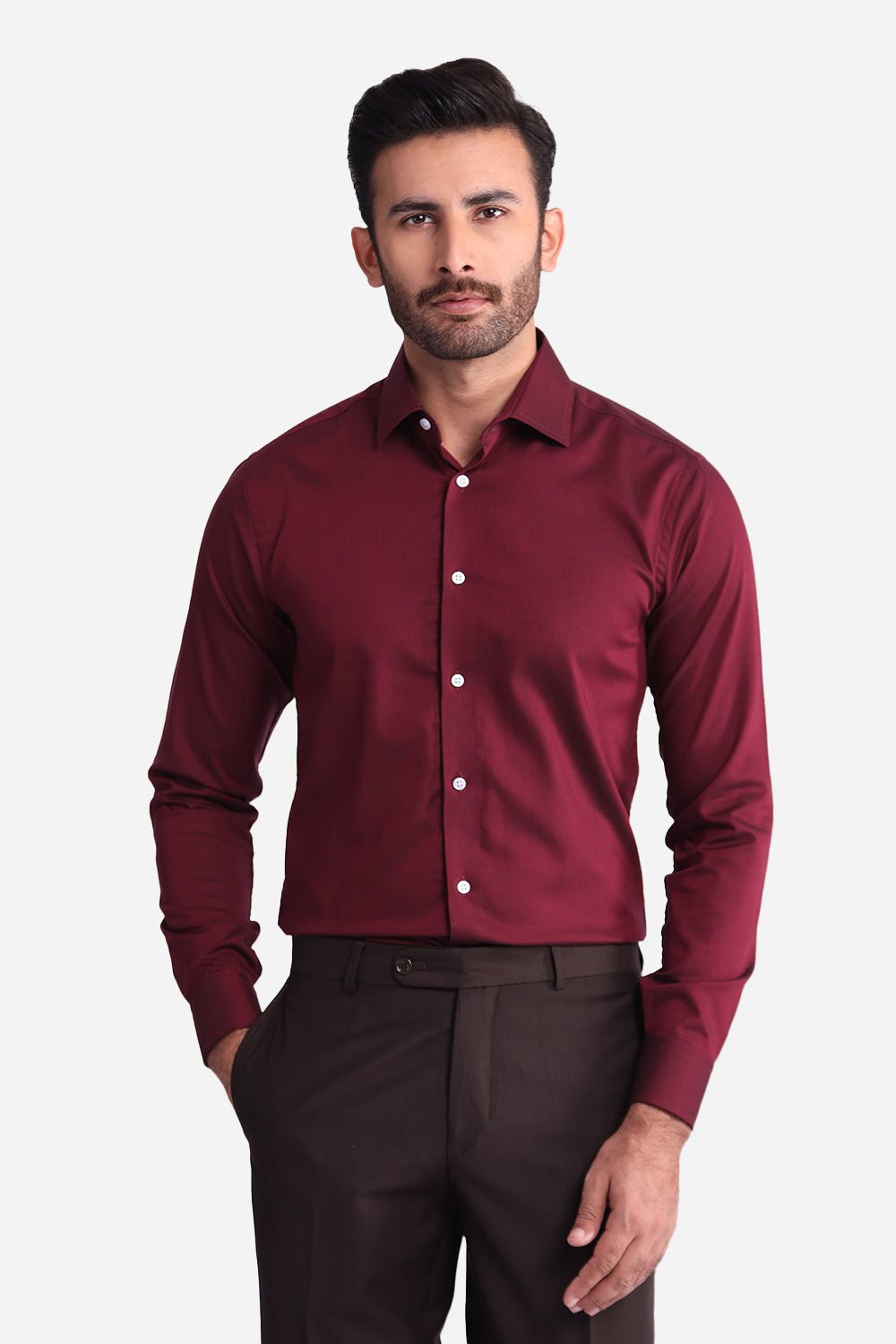Maroon Plain Dress Shirt