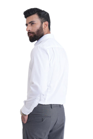 Classic Fit White Plain Dress Shirt CFP240135-WT