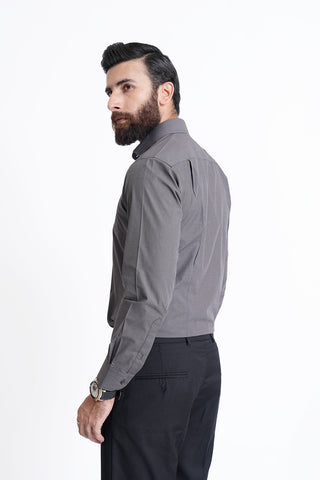 Classic Fit Charcoal Grey Plain Dress Shirt CFP240138-CG