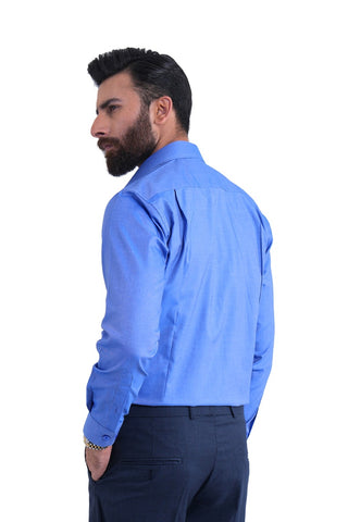 Classic Fit Blue Plain Dress Shirt CFP240147-BL