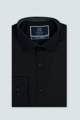 Classic Fit Black Plain Dress Shirt CFP240698-BK