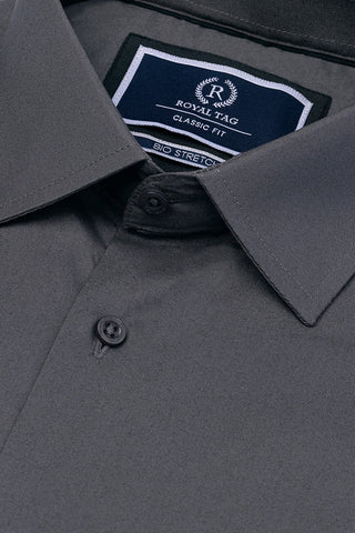 Grey Plain Dress Shirt- CFP241122-GR