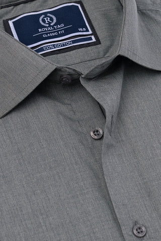 Grey Plain Dress Shirt- CFP241161-GR