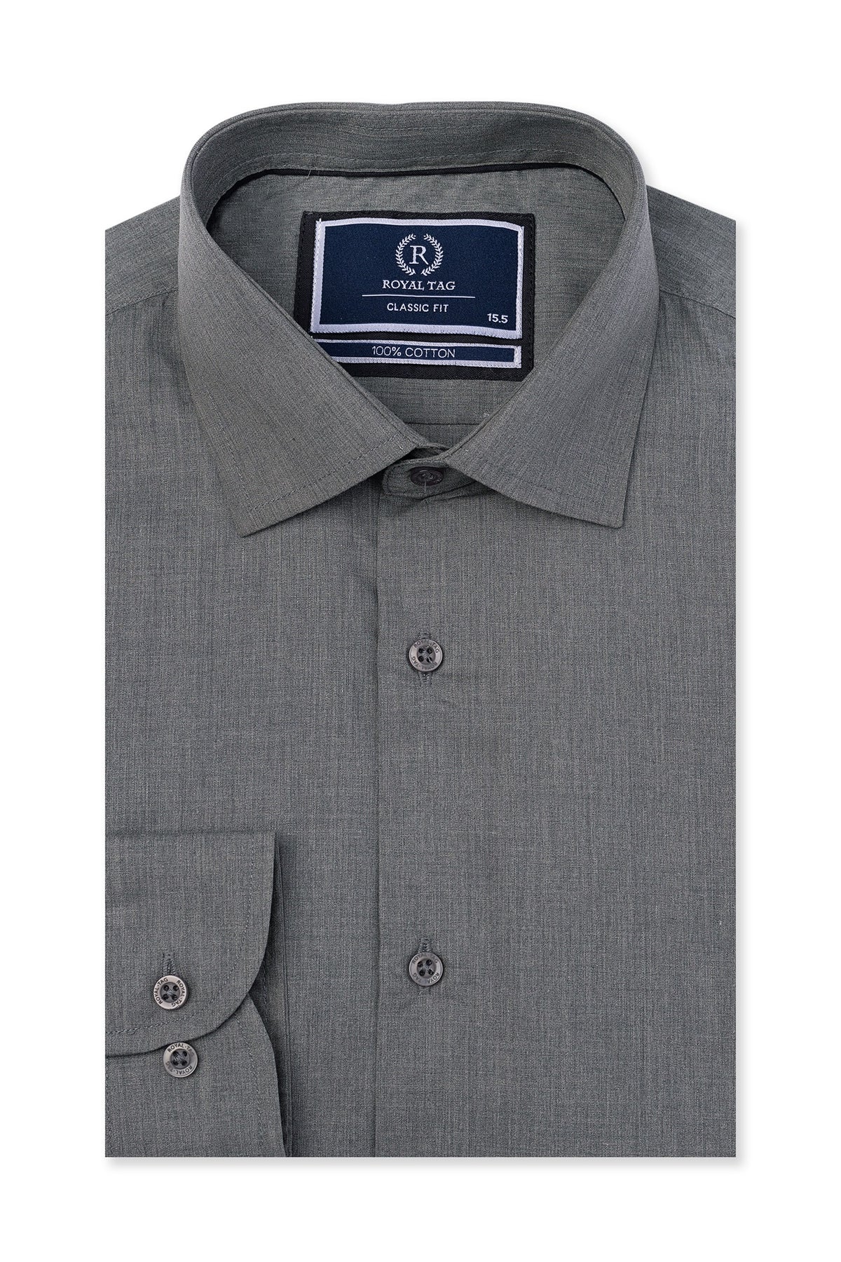 Grey Plain Dress Shirt- CFP241161-GR