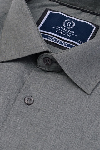 Grey Plain Dress Shirt- CFP241161-GR