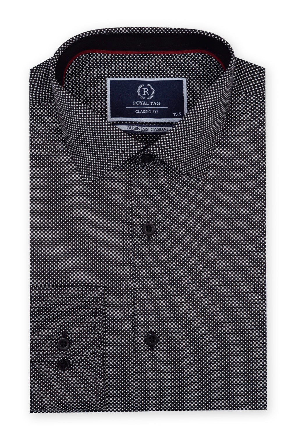 Classic Fit Black Printed Dress Shirt CFPR240740-BK