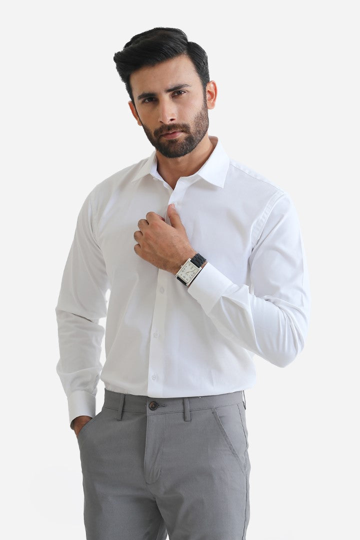 White Textured Dress Shirt CFT237059-WT