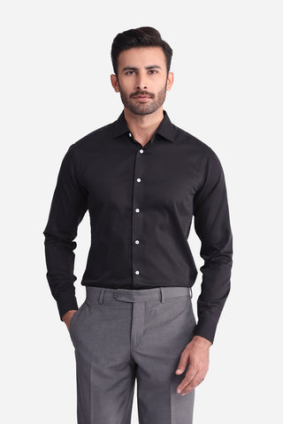 Black Textured Dress Shirt