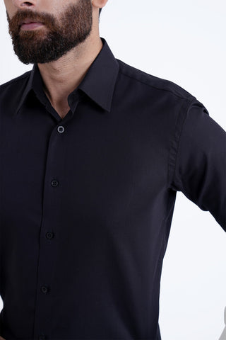 Classic Fit Black Textured Dress Shirt CFT240143-BK