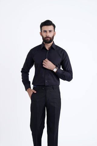 Classic Fit Black Textured Dress Shirt CFT240143-BK