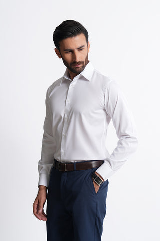 Classic Fit White Textured Dress Shirt CFT240146-WT