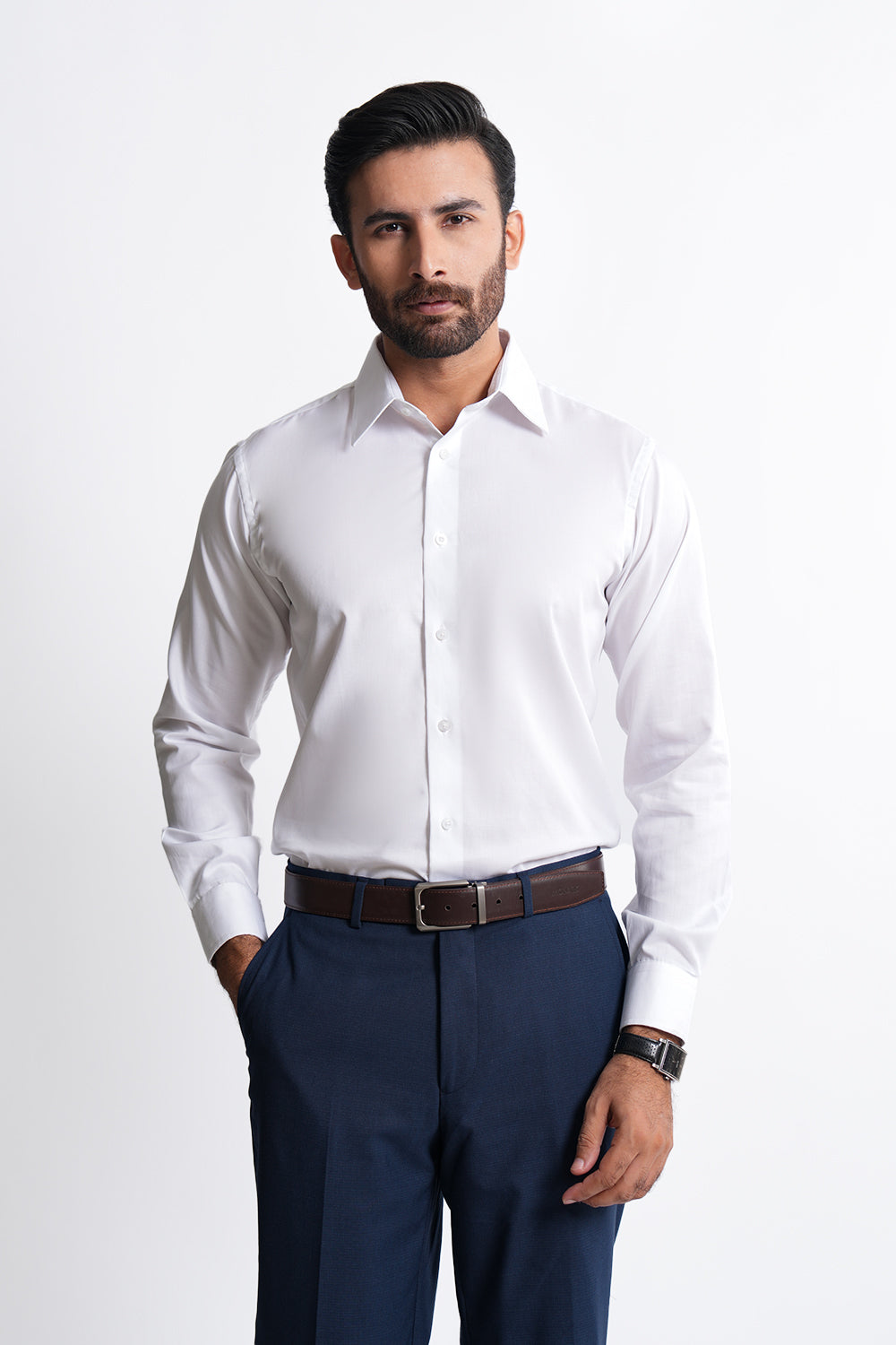 Classic Fit White Textured Dress Shirt CFT240146-WT