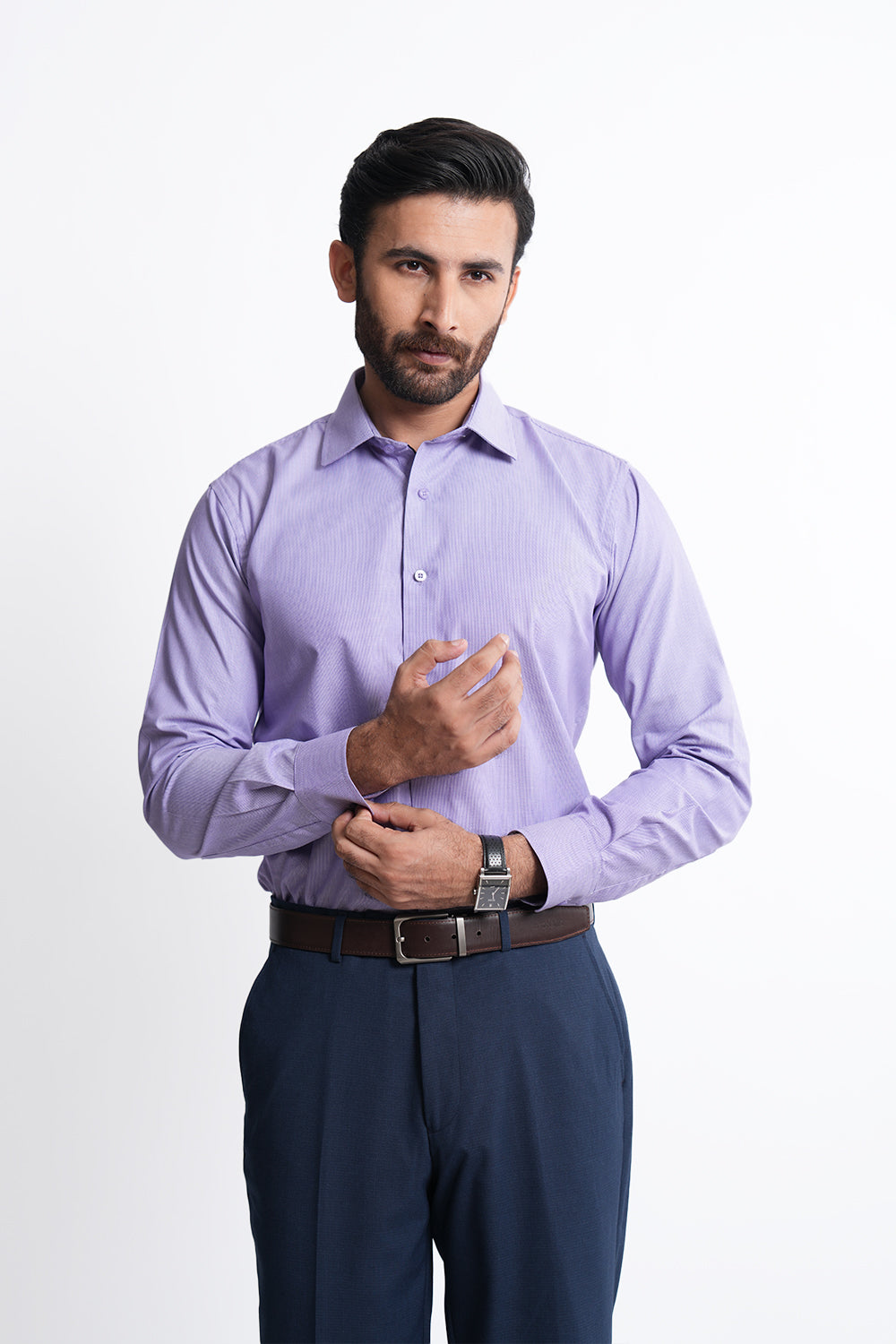 Classic Fit Purple Textured Dress Shirt CFT240324-PUR