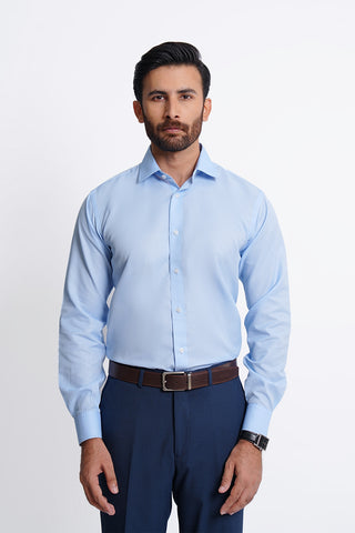 Classic Fit Sky Textured Dress Shirt CFT240502-SKY