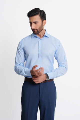 Classic Fit Sky Textured Dress Shirt CFT240502-SKY