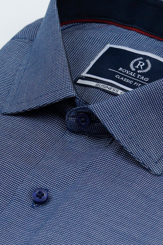 Classic Fit Navy Textured Dress Shirt CFT240767-NY