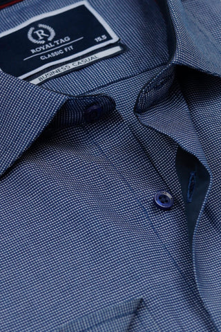 Classic Fit Navy Textured Dress Shirt CFT240767-NY