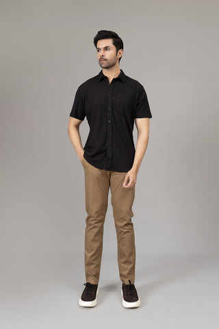 Knitted Black Casual Shirt