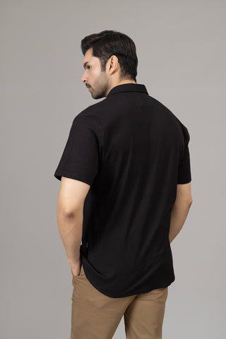 Knitted Black Casual Shirt