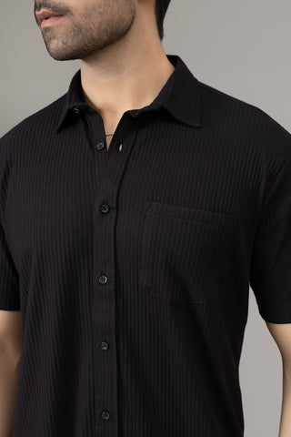 Knitted Black Casual Shirt