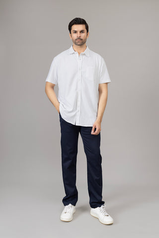 White Knitted Casual Shirt